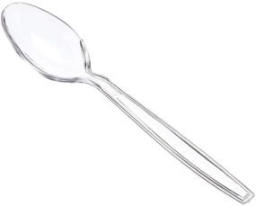 img 1 attached to 🍽️ 36-Pack of Disposable Spoons - Clear Plastic Heavy Duty Cutlery (Pack of 6)