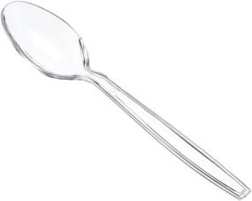 img 2 attached to 🍽️ 36-Pack of Disposable Spoons - Clear Plastic Heavy Duty Cutlery (Pack of 6)