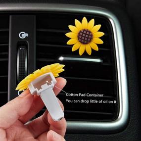 img 2 attached to Sunflower Car Accessories: 2 Air Vent Clips with 32 Felt Pads | Yellow Sunflower and Cute Smile Face Air Freshener Decorations for Car Vent