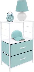 img 2 attached to 🛏️ Sorbus Nightstand 2-Drawer Shelf Storage - Bedside Furniture & Accent End Table Chest for Home, Bedroom, Office, College Dorm - Sturdy Steel Frame, Wooden Top, Convenient Pull-Out Fabric Bins - Aqua