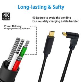 img 2 attached to 1-футовый Poyiccot 90° USB C к USB C кабель, быстрая зарядка Type C к Type C кабель, короткий угловой USB 3.1 Type C к USB C кабель для ноутбука, планшета, мобильного телефона.