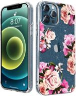 mtvoox блестящий цветочный чехол для iphone 12 - прозрачный, ударопрочный и стильный телефонный чехол для женщин и девочек (6,1 дюйма) логотип