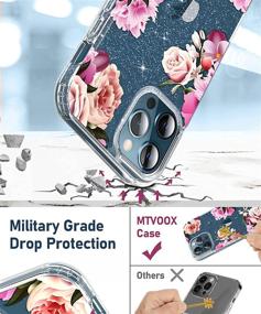 img 2 attached to MTVOOX Glitter Floral iPhone 12 Case - Clear, Shockproof, and Stylish Phone Cover for Women & Girls (6.1 inch)