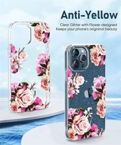 img 1 attached to MTVOOX Glitter Floral iPhone 12 Case - Clear, Shockproof, and Stylish Phone Cover for Women & Girls (6.1 inch)