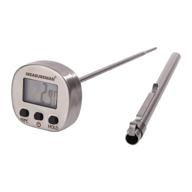 🌡️ measureman stainless steel digital instant read meat thermometer with 5" probe, back entry, hold, on/off, c/f, pocket and clip, battery powered, -58-572f/c logo