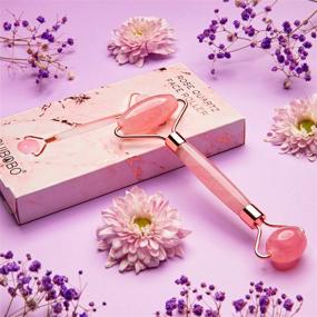 img 2 attached to 🌹 Pink Rose Quartz Crystal Roller Massager Tool for Facial Rejuvenation and Wrinkle Reduction - Suibobo Skincare