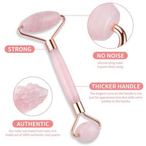 img 1 attached to 🌹 Pink Rose Quartz Crystal Roller Massager Tool for Facial Rejuvenation and Wrinkle Reduction - Suibobo Skincare