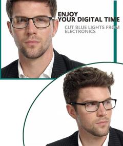 img 3 attached to 👓 JJWELL 3 Pack Blue Light Blocking Reading Glasses for Men - Reduce Computer Glare & Eyestrain, Spring Hinge Readers with Pouches