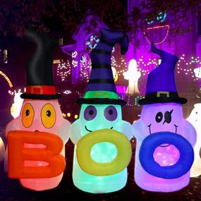 img 4 attached to 👻 6FT Christmas Halloween Inflatable Decorations Boo with LED Lights, 3 Cute Ghosts, Perfect for Home Yard Garden Lawn Decoration