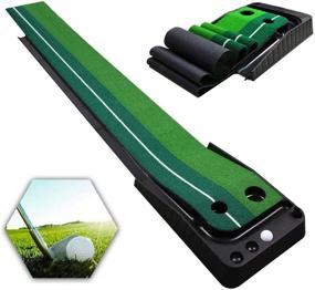 img 4 attached to 🏌️ Qdreclod Golf Putting Green Mat with Ball Return – Portable Golf Practice Mat and Training Equipment for Home Office Indoor Outdoor, Suitable for Men and Women