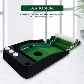 img 2 attached to 🏌️ Qdreclod Golf Putting Green Mat with Ball Return – Portable Golf Practice Mat and Training Equipment for Home Office Indoor Outdoor, Suitable for Men and Women