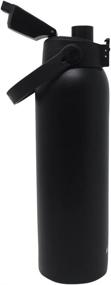 img 1 attached to 🥤 New Aquatix (Black, 32 oz) Stainless Steel Double Wall Vacuum Insulated Sports Water Bottle - Flip Top Cap, Removable Strap Handle - Keeps Drinks Cold for 24 Hours, Hot for 6 Hours