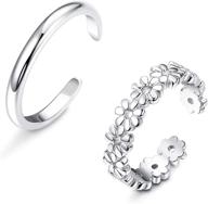 🌸 udalyn 2 pack flower sterling silver toe rings for women - adjustable hypoallergenic band, 925 open toe ring set logo