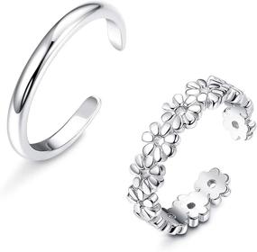 img 4 attached to 🌸 Udalyn 2 Pack Flower Sterling Silver Toe Rings for Women - Adjustable Hypoallergenic Band, 925 Open Toe Ring Set