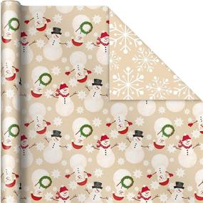 img 1 attached to 🎁 Hallmark Reversible Christmas Wrapping Paper - Merry Holidays Theme (3 Rolls: Total 120 sq. ft.) - Snowflakes, Snowmen, and Red Stripes