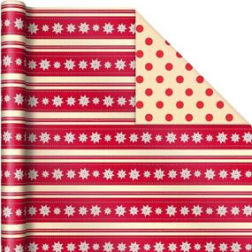 img 2 attached to 🎁 Hallmark Reversible Christmas Wrapping Paper - Merry Holidays Theme (3 Rolls: Total 120 sq. ft.) - Snowflakes, Snowmen, and Red Stripes