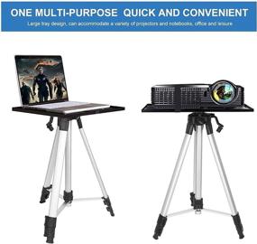 img 3 attached to 📽️ Adjustable Aluminum Tripod Projector Stand with Tray Holder and Storage Bag - Ideal for Projectors, Laptops, and Photography - Height Range 21 to 54 inches