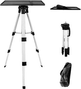 img 4 attached to 📽️ Adjustable Aluminum Tripod Projector Stand with Tray Holder and Storage Bag - Ideal for Projectors, Laptops, and Photography - Height Range 21 to 54 inches