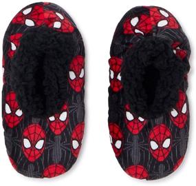 img 1 attached to 🕷️ Spiderman Fuzzy Babba Slipper Socks for Boys - Sizes S/M to M/L