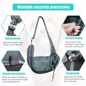 img 2 attached to Breathable Net Pet Dog Sling Carrier by YZCXNDS - Adjustable Shoulder Strap, Portable Net Pocket for Mobile Phone and Keys - Ideal for Outdoor Travel