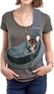 breathable net pet dog sling carrier by yzcxnds - adjustable shoulder strap, portable net pocket for mobile phone and keys - ideal for outdoor travel logo