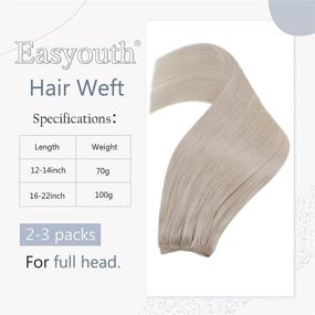 img 3 attached to 💇 Easyouth 20inch White Platinum Blonde Sew in Hair Extensions - Full Head Remy Hair Weave Bundles for Women