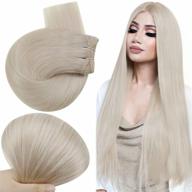 💇 easyouth 20inch white platinum blonde sew in hair extensions - full head remy hair weave bundles for women logo