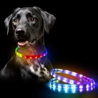 waterproof color changing led dog collar - usb rechargeable, 15 display modes, ideal for small, medium, and large dogs. enhance pet safety, visibility, and spotting logo