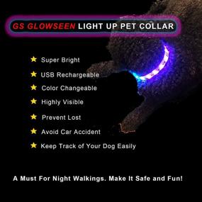 img 2 attached to Waterproof Color Changing LED Dog Collar - USB Rechargeable, 15 Display Modes, Ideal for Small, Medium, and Large Dogs. Enhance Pet Safety, Visibility, and Spotting