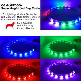 img 3 attached to Waterproof Color Changing LED Dog Collar - USB Rechargeable, 15 Display Modes, Ideal for Small, Medium, and Large Dogs. Enhance Pet Safety, Visibility, and Spotting