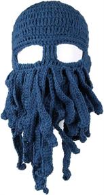 img 3 attached to 👑 Kafeimali Men's Barbarian Vagabond Beanie with Foldaway Beard - Original Octopus Pirate Hat Bearded Cap