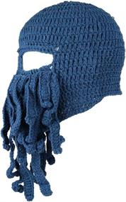 img 2 attached to 👑 Kafeimali Men's Barbarian Vagabond Beanie with Foldaway Beard - Original Octopus Pirate Hat Bearded Cap