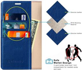 img 2 attached to 🔵 Belemay Wallet Case for Samsung Galaxy Note 20 Ultra 5G: Cowhide Leather Flip Folio Cover with RFID Blocking & Card Holder - Blue