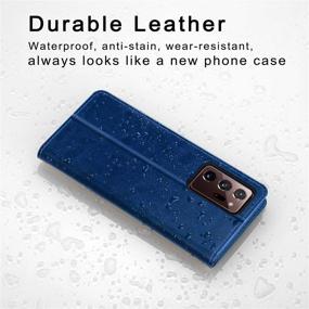 img 3 attached to 🔵 Belemay Wallet Case for Samsung Galaxy Note 20 Ultra 5G: Cowhide Leather Flip Folio Cover with RFID Blocking & Card Holder - Blue