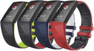 ancool 4 pack bands compatible with fitbit charge 3/charge 3 se/charge 4 soft sport wristband for men women (small logo