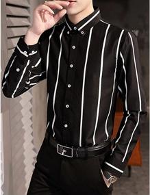 img 1 attached to DOKKIA Men's Casual Vertical Striped Sleeve Clothing