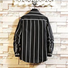 img 2 attached to DOKKIA Men's Casual Vertical Striped Sleeve Clothing