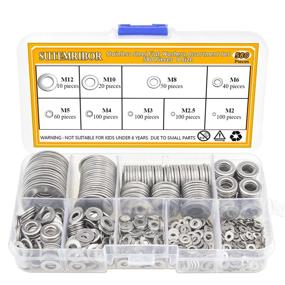img 4 attached to 🔩 Sutemribor 304 Stainless Steel Flat Washers Set 580 Pieces - Assorted Sizes (M2-M12) for Various Projects