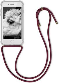 img 4 attached to Kwmobile Crossbody Case Compatible With Apple IPhone 7/8 / SE (2020) - Case Clear TPU Phone Cover W/Lanyard Cord Strap - Transparent/Dark Red