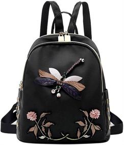 img 4 attached to Eilova Dragonfly Embroidery Backpack Satchel