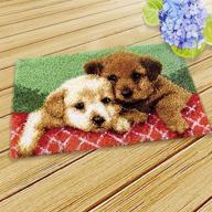 🧶 mladen diy crochet yarn kits - needlework latch hook kit for unfinished crocheting rug, yarn cushion, and embroidery carpet set (dog design, size: 19.5"x12") logo