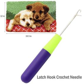 img 3 attached to 🧶 MLADEN DIY Crochet Yarn Kits - Needlework Latch Hook Kit for Unfinished Crocheting Rug, Yarn Cushion, and Embroidery Carpet Set (Dog Design, Size: 19.5"X12")