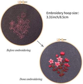 img 3 attached to 🧵 Complete Embroidery Starter Kit for Beginners: 3 Sets of Cross Stitch Kits with Floral Pattern Cloth, Threads, Hoop - Perfect for Kids and Adults