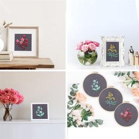 img 1 attached to 🧵 Complete Embroidery Starter Kit for Beginners: 3 Sets of Cross Stitch Kits with Floral Pattern Cloth, Threads, Hoop - Perfect for Kids and Adults