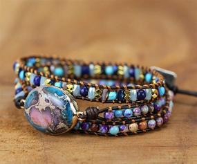 img 1 attached to Starto Jasper Stone Bracelet - 3 Rows of Beads 🌸 Wrap Wrist Statement Boho Bracelet for Women - Natural and Elegant