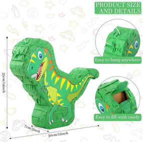 img 3 attached to T-Rex Pinata Dinosaur | 14x12x3 Inch | Pull String Pinata with Candy Fillers | Birthday Party Supplies, Decorations for Boys and Girls | Ideal for Carnivals, Halloween, and Related Events