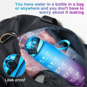 img 1 attached to GJLPMY 32oz Non-Toxic Tritan Plastic Sports Water Bottles - Motivational Fitness Water Jug with Time Marker, Wide Mouth Leakproof Design for Gym, Outdoor Exercise, and Office - BPA Free (Blue Purple)