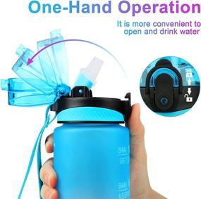 img 2 attached to GJLPMY 32oz Non-Toxic Tritan Plastic Sports Water Bottles - Motivational Fitness Water Jug with Time Marker, Wide Mouth Leakproof Design for Gym, Outdoor Exercise, and Office - BPA Free (Blue Purple)