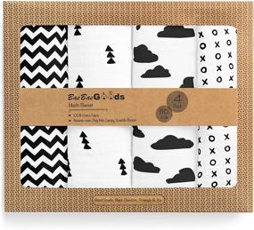 img 4 attached to 👶 Soft Pure Cotton Muslin Swaddle Blankets – 4 Pack of Breathable Unisex Baby Swaddle Blankets in Black White Designs – Multipurpose 47x47 inch Muslin Blankets