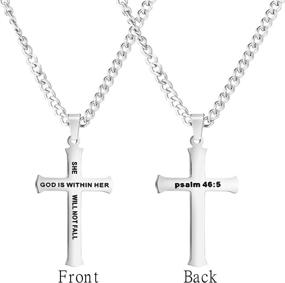 img 3 attached to 📿 Stylish Christian Bible Verse Necklace - Stainless Steel Cross Pendant Jewelry for Men